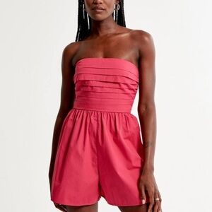 NWT Abercrombie & Fitch Emerson Ruched Strapless Romper Pink Size Small Tall